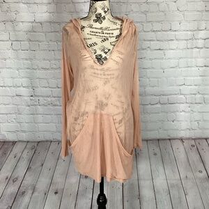 736. Robin Piccone Apricot Long Sleeve Hooded Cover-Up NWOT Size Large